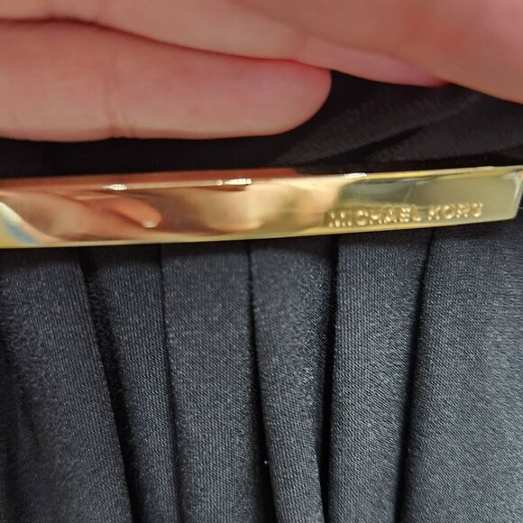 Michael Kors Black 3/4 Sleeve Top With Gold Detail & V-Neckline - Picture 2 of 6